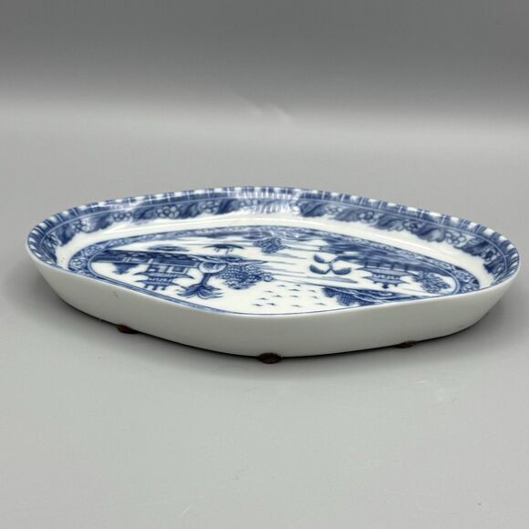 Mottahedeh Vista Alegre Charleston Blue Canton Chinoiserie Relish Trinket Plate - Picture 8 of 10